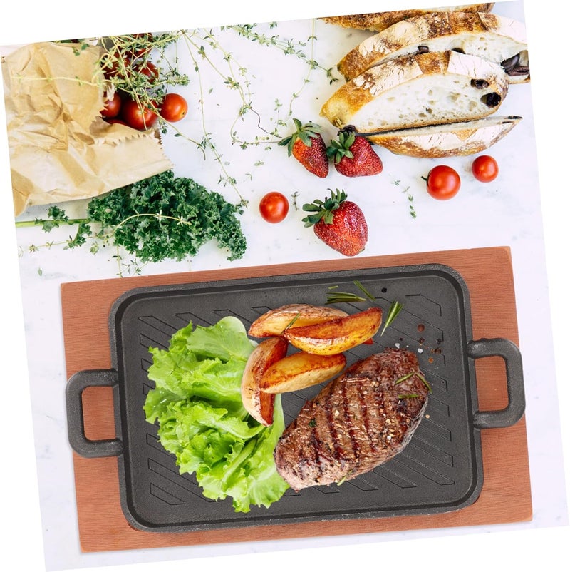 Kisangel 1set Heavy-duty Iron Griddle and Tray Pan Camping Frying Pan for Meat and Vegetables and Compact Design for Outdoor Cooking and Tailgating - Image 3