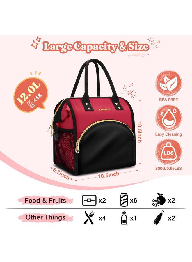 LOKASS Lunch Bag Women Insulated Lunch Box Wide-Open Lunch Tote Bag Large Drinks Holder Durable Nylon Thermal Snacks Organizer for Men Adults Work Picnic Hiking Beach Fishing, Blue + Black - Image 4