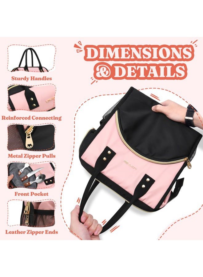 LOKASS Lunch Bag Women Insulated Lunch Box Wide-Open Lunch Tote Bag Large Drinks Holder Durable Nylon Thermal Snacks Organizer for Men Adults Work Picnic Hiking Beach Fishing, Blue + Black - Image 5