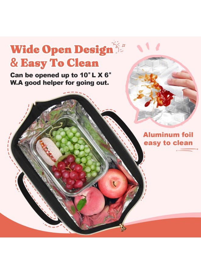 LOKASS Lunch Bag Women Insulated Lunch Box Wide-Open Lunch Tote Bag Large Drinks Holder Durable Nylon Thermal Snacks Organizer for Men Adults Work Picnic Hiking Beach Fishing, Blue + Black - Image 2