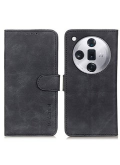 HuHa Case Cover For OPPO Find X7 Pro / Find X7 Ultra KHAZNEH Retro Texture Flip Leather Phone Case Black 
