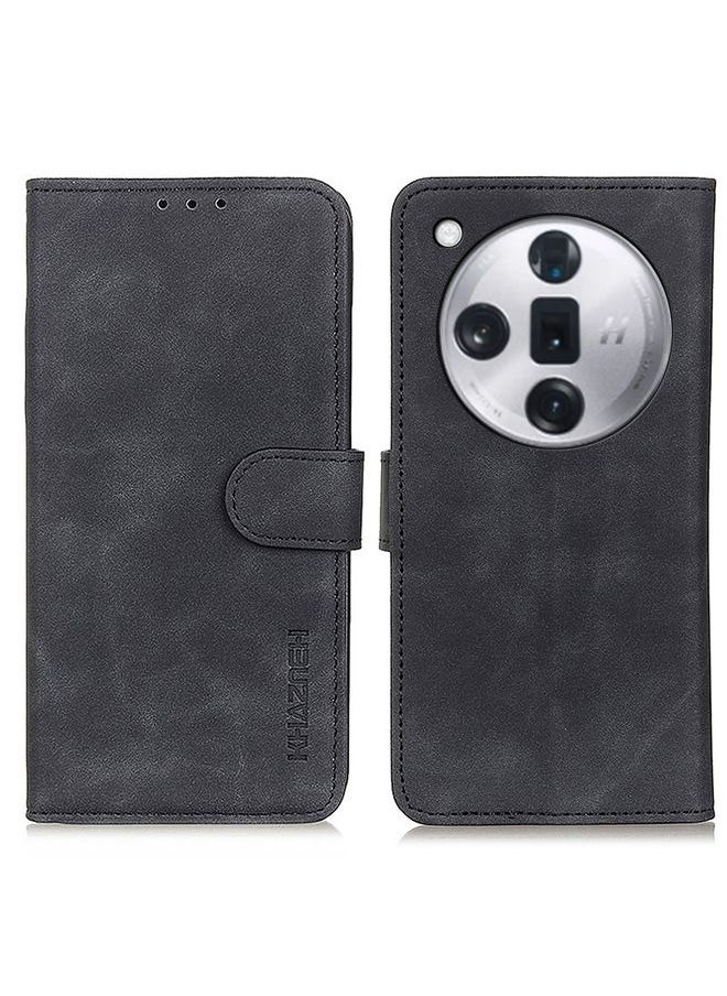 HuHa - Case Cover For OPPO Find X7 Pro / Find X7 Ultra KHAZNEH Retro Texture Flip Leather Phone Case Black - Image 1