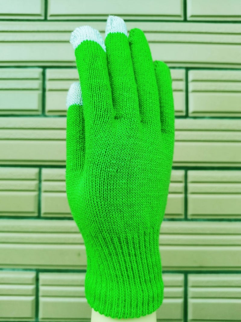 Touch Screen Knitted Gloves Thick Warm Winter Green 