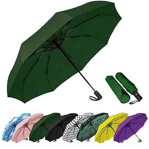 SIEPASA Windproof Travel Compact Umbrella-Automatic Umbrellas for Rain-Compact Folding Umbrella, Travel Umbrella Compact, Small Portable Windproof Umbrellas for Men Women Teenage. (Green) - Image 1