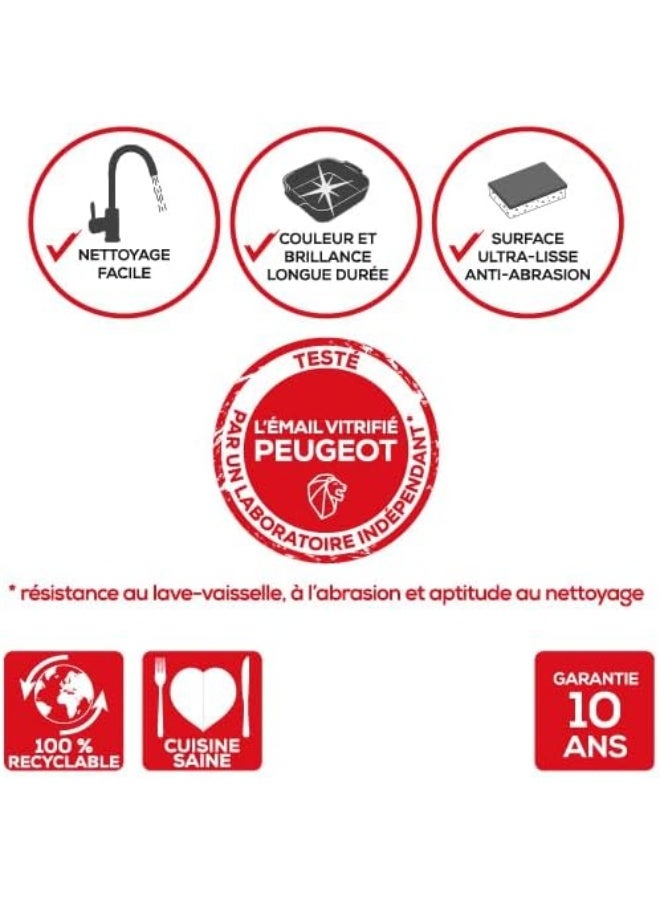 PEUGEOT - Square Ceramic Baking Dish - 21 cm (Handles Included) x 17.5 cm x 6 cm - Capacity: 1.1 L - Single Serving - 10 Year Guarantee - Made In France - Light Grey Colour - Image 3