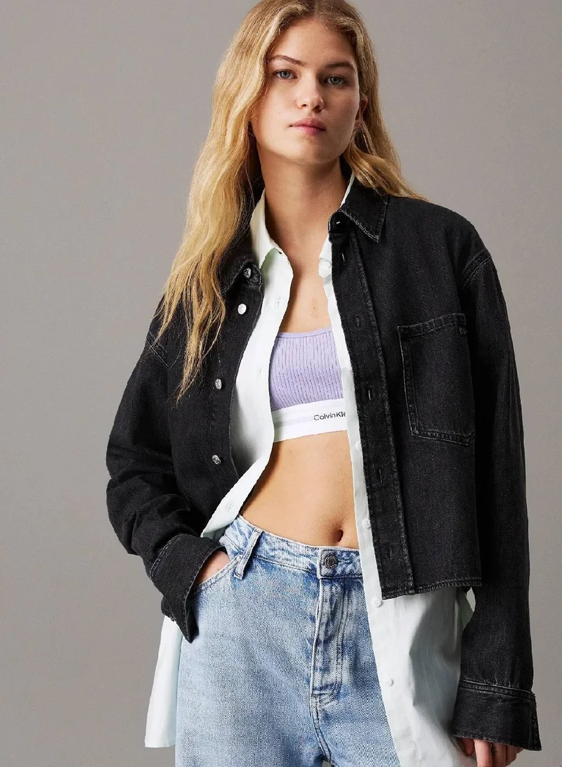 كالفن كلاين جينز قميص دنيم قصير بقصّة مريحة