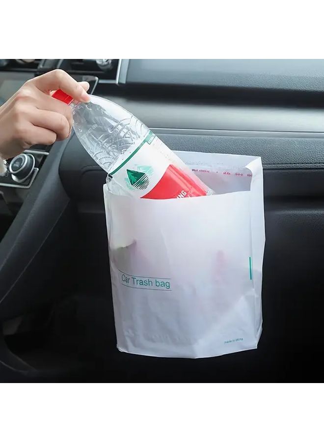 White 60 Pcs Car Trash Bags With Adhesive Strip Self Standing Disposable For Home Vehicle - Image 3