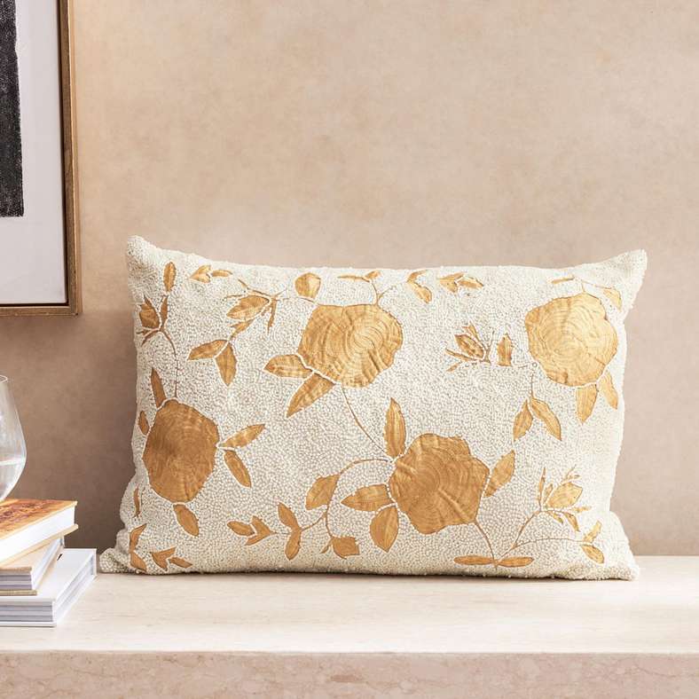 Pan Home Embellished Filled Cushion 35x50 - Gold