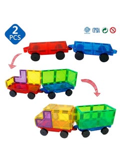 Magblock MAGBLOCK 2 Pieces Magnetic Tiles Car Truck Wheel Set Compatible with Magnet Tiles for Kids Toddlers Preschool Gift Toys  - Image 3