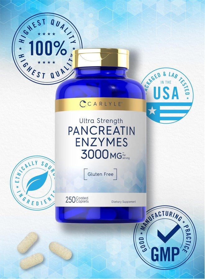 Carlyle Pancreatin Digestive Enzymes | 250 Caplets | with Protease, Amylase & Lipase | High Strength | Non-GMO, Gluten Free Supplement - Image 5