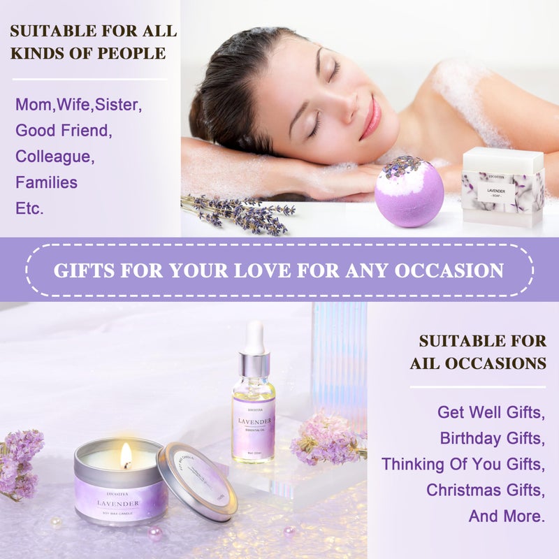 LUCOTIYA Gifts for Women Spa Gifts Baskets for Women Birthday Gifts Lavender Bath and Body Sets Mothers Day Gifts Relaxing Self Care Get Well Gift for Mom Her Girlfriends Sister Teacher Friends Coworkers - Image 4