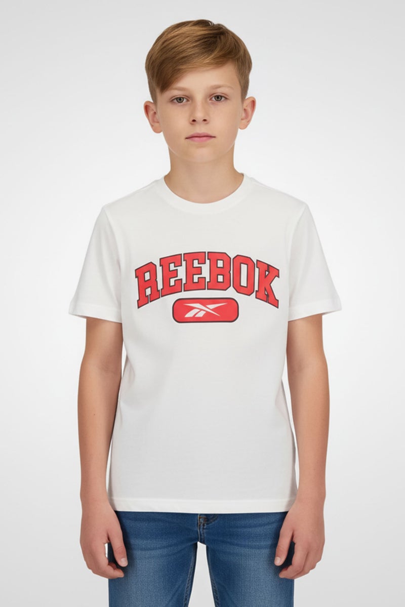 Reebok Kids Boy Sportswear Fit Brand Logo Outdoor T-Shirt, White - Image 1