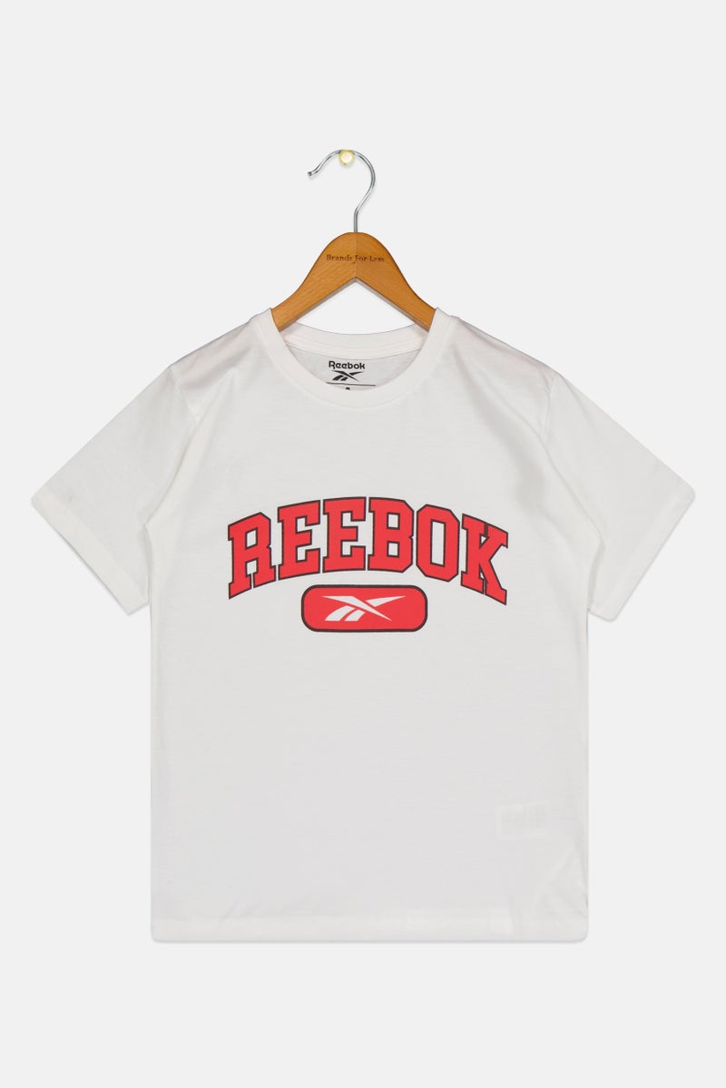Reebok Kids Boy Sportswear Fit Brand Logo Outdoor T-Shirt, White - Image 2