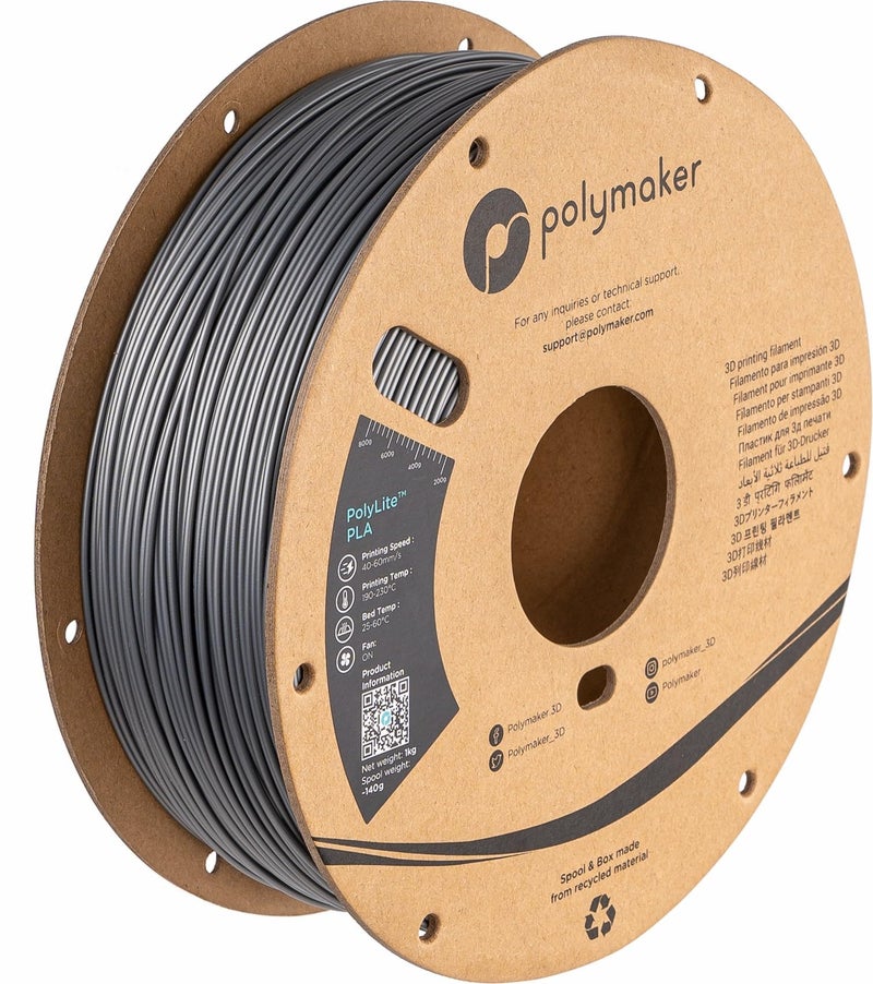 Polymaker PLA Filament, Steel Grey 3D Printing PLA Filament 1.75mm 1kg - PolyLite 3D Printer PLA Filament, Dimensional Accuracy +/- 0.03mm, Compatible with Most 3D Printer, Steel Grey - Image 1