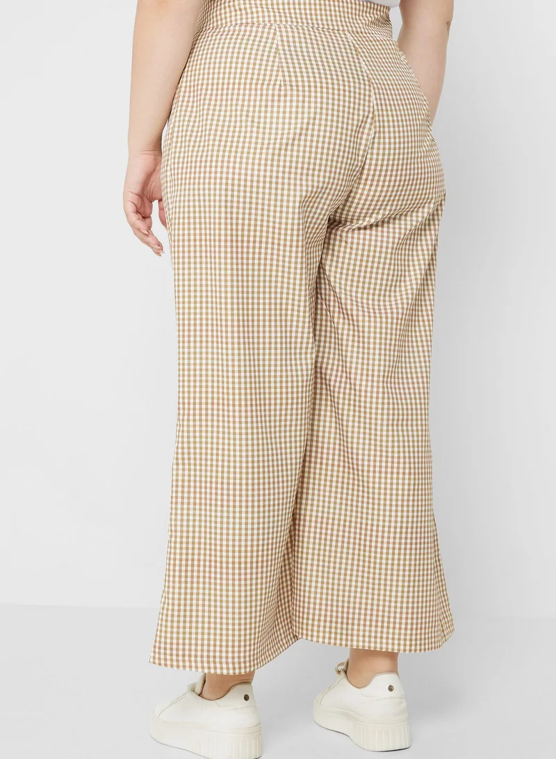 Ginger Plus Button Detail Gingham Pants
