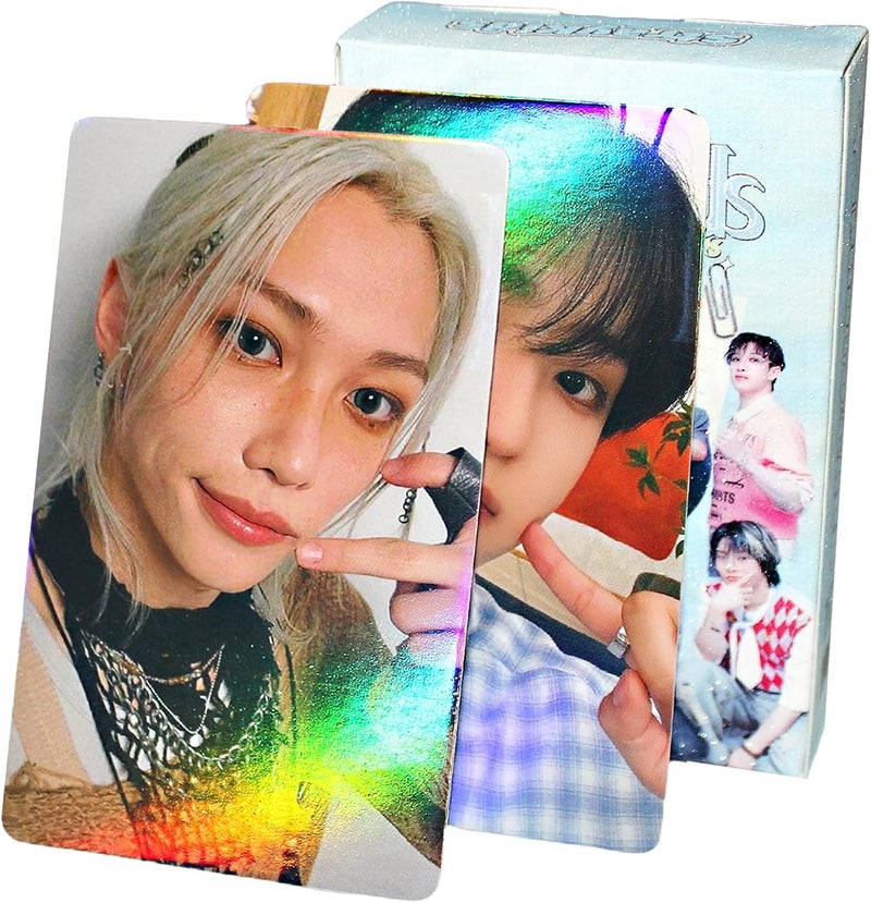 PYAJUU Stray Kids Laser Photocards 50pcs Stray Kids Album Photocard K-POP Stray kids LOMO Cards KPOP Straykids ATE Album Card Stray kids Photo Cards 5-STAR Postcard Gift for Fans Daugher - Image 1