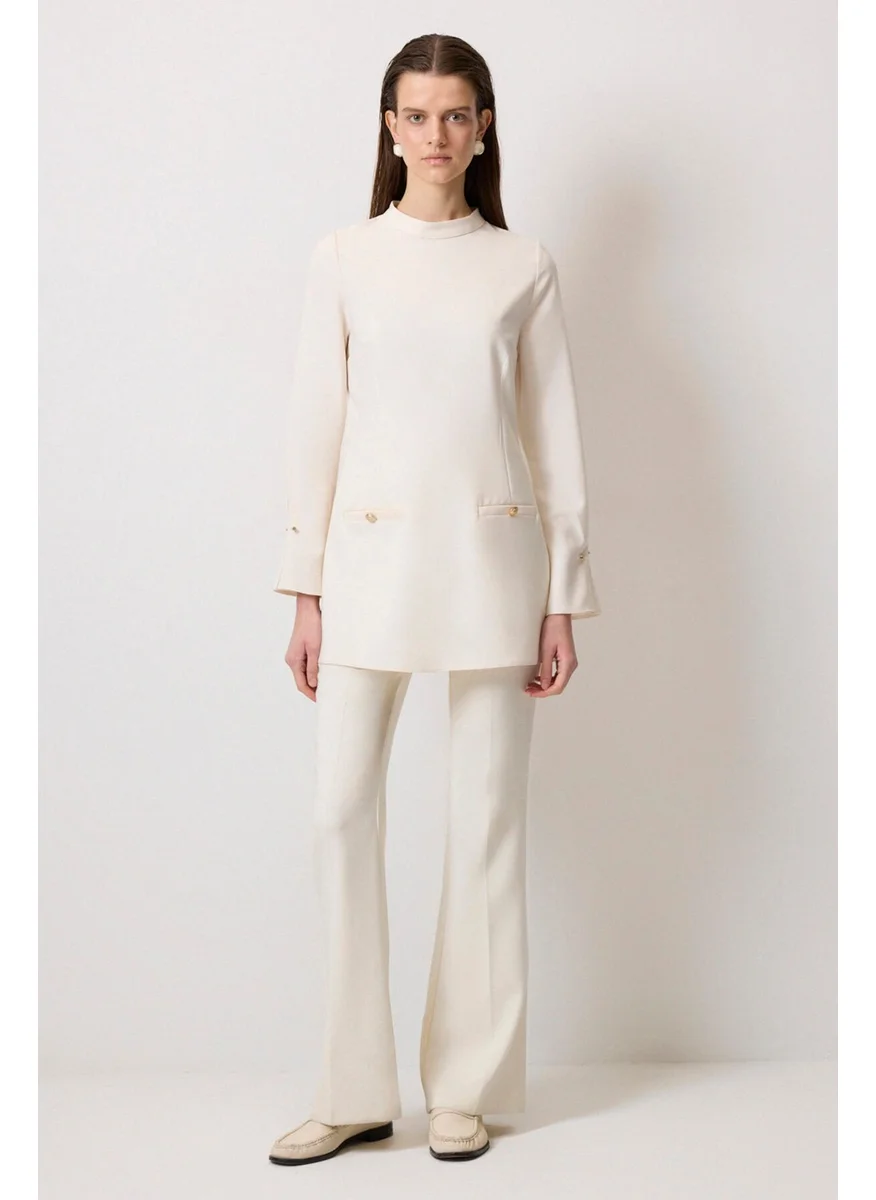 Touche Gold Detailed Stand Collar Tunic