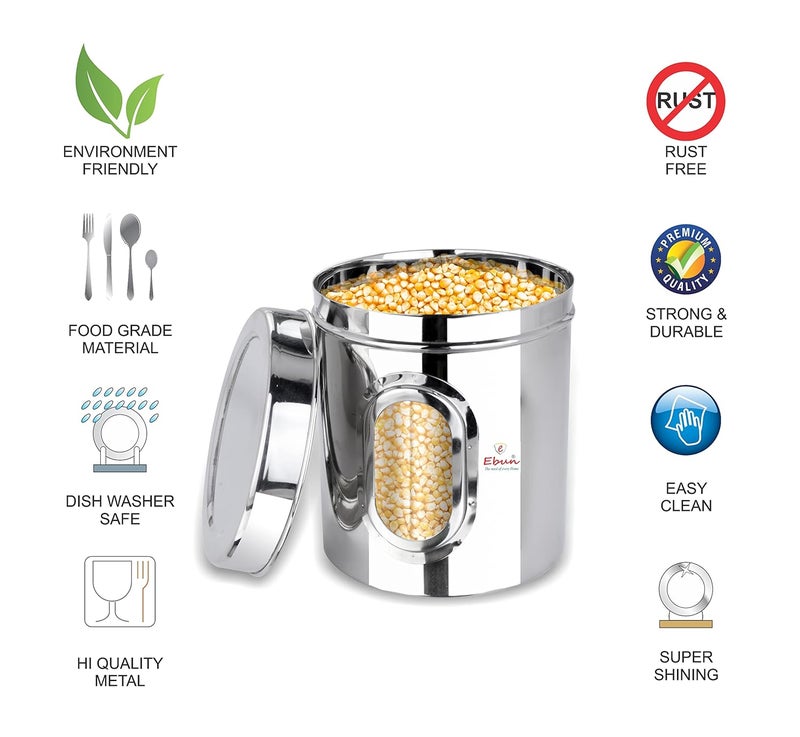 Ebun Stainless Steel Multipurpose See Through Small Containers Air Tight Canister For Kitchen Storage Ubha Dabba Transparent Vertical Jar Silver 1 Kgs Pack Of 6 Pcs - Image 4
