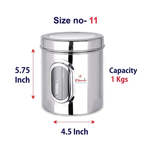 Ebun Stainless Steel Multipurpose See Through Small Containers Air Tight Canister For Kitchen Storage Ubha Dabba Transparent Vertical Jar Silver 1 Kgs Pack Of 6 Pcs - Image 2