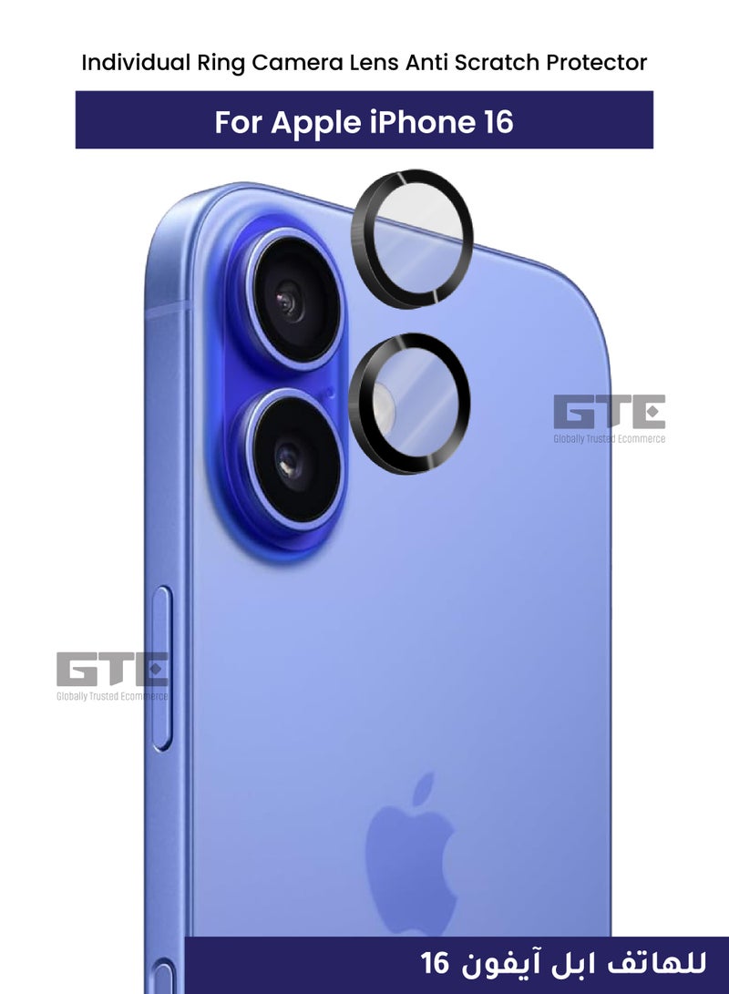 PROMASS Individual Ring Camera Lens Anti Scratch Protector for iPhone 16-Clear