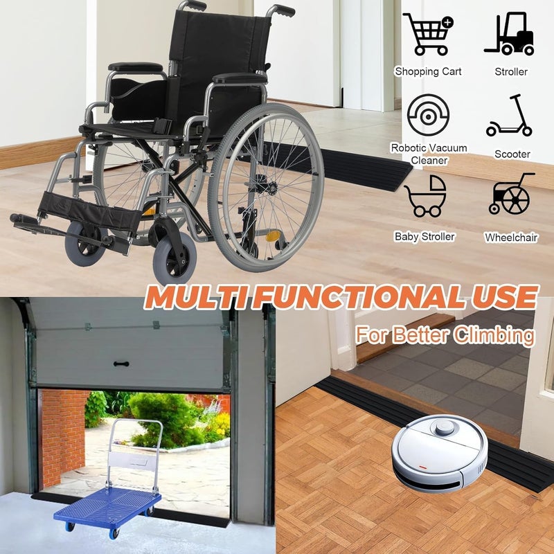 Drofail منحدر عتبة قابل للقطع بارتفاع 1 سم لروبوت التنظيف، منحدر كراسي متحركة بعرض 5 سم من المطاط الطبيعي، منحدر مطاطي صلب غير قابل للانزلاق - 1 متر - Image 3