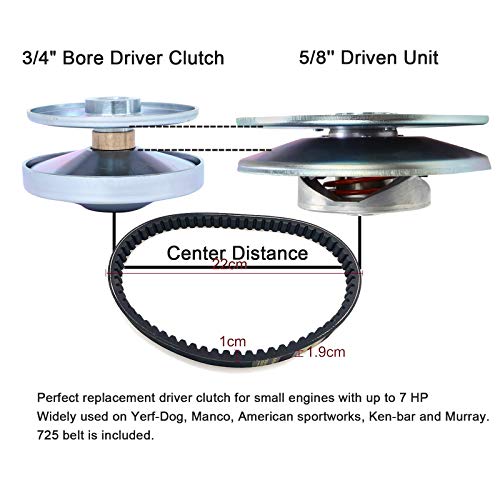 caqeg 30 Series Bore GO Kart CVT Torque Converter 3/4" Bore 6" Diameter Driven Asymmetric Go Kart Mini Bike + 5/8'' Driven Clutch Comet Kit + 725 Belt - Image 3