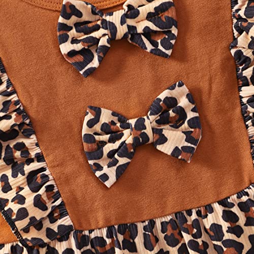 RETSUGO Girl Long Sleeve Winter Dresses Casual Splicing Ruffles Bowknot Dress for Baby Girls Kids Cute Leopard Print Outfit Dresses 1-6Years Leopard print-1204-1T - Image 5