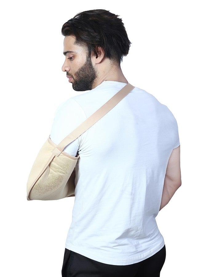 EASEFIT Arm Supporter Arm Sling Pouch Belt with Elbow Support, Arm Immobilizer Brace for Fracture, Sprain, Dislocation and Pain Relief (M, Cream) - Image 3