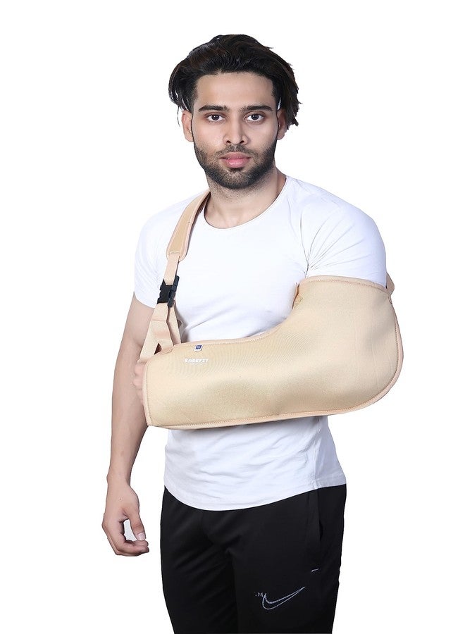 EASEFIT Arm Supporter Arm Sling Pouch Belt with Elbow Support, Arm Immobilizer Brace for Fracture, Sprain, Dislocation and Pain Relief (M, Cream) - Image 4