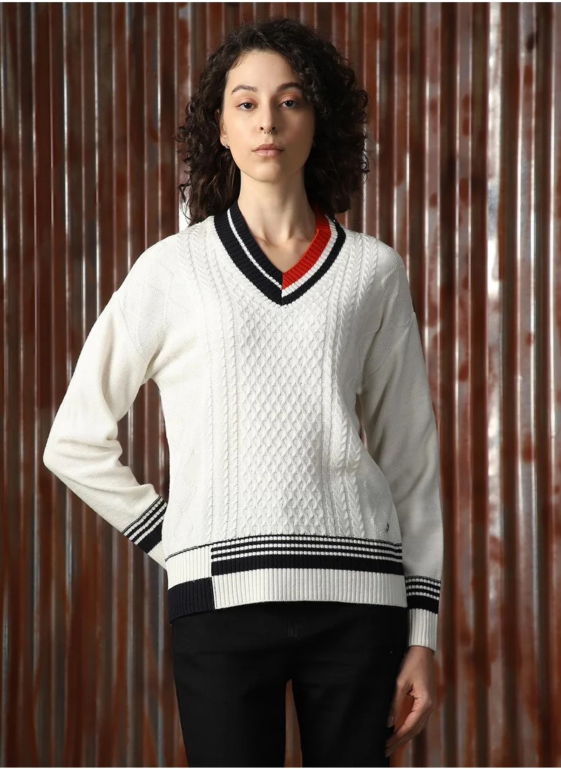 HIGH STAR Women's Multicoloured 100% Acrylic Solid Sweater