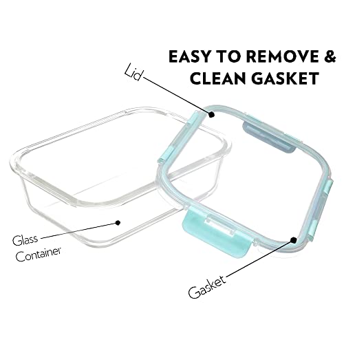 Cutting EDGE 640ml Rectangular Borosilicate Glass Food Storage Containers with Airtight Leak-Proof Blue Lids – Set of 2 | Microwave, Freezer & Dishwasher Safe | Transparent Tiffin & Lunch Boxes - Image 5