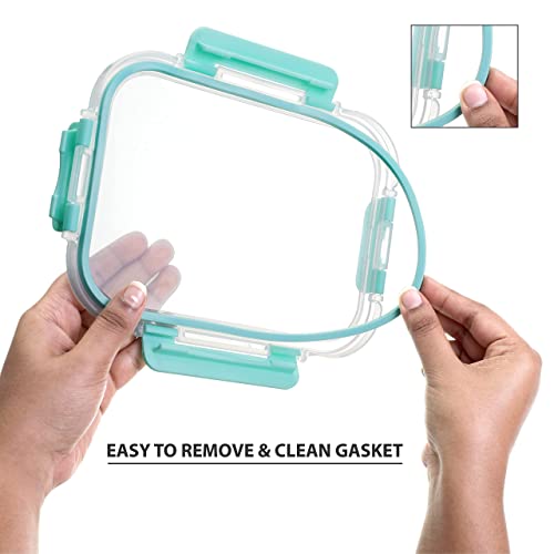 Cutting EDGE 640ml Rectangular Borosilicate Glass Food Storage Containers with Airtight Leak-Proof Blue Lids – Set of 2 | Microwave, Freezer & Dishwasher Safe | Transparent Tiffin & Lunch Boxes - Image 2