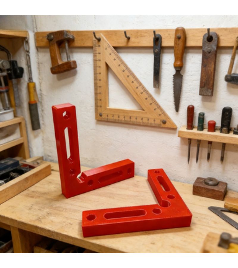 Red 2pcs Right Angle Positioning Squares Precision Woodworking Joinery Tool for Furniture Making Cabinet Assembly - Image 4