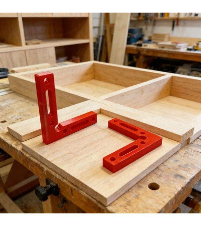 Red 2pcs Right Angle Positioning Squares Precision Woodworking Joinery Tool for Furniture Making Cabinet Assembly - Image 3