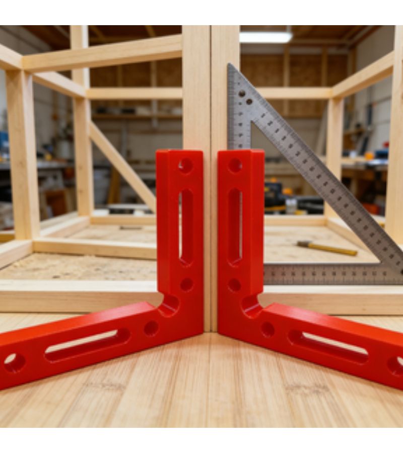 Red 2pcs Right Angle Positioning Squares Precision Woodworking Joinery Tool for Furniture Making Cabinet Assembly - Image 1