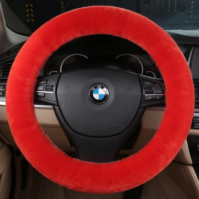 Generic Winter Short Wool Steering Wheel Cover Orange  - Image 1