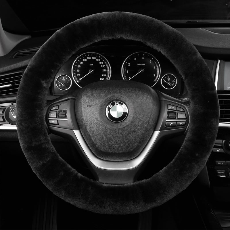 Generic Winter Short Wool Steering Wheel Cover Orange  - Image 2