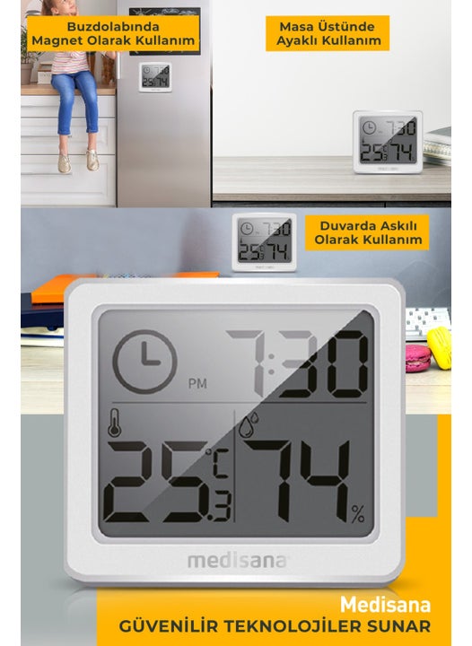 German Design Digital Display Clock Temperature Heat Humidity Meter Thermometer