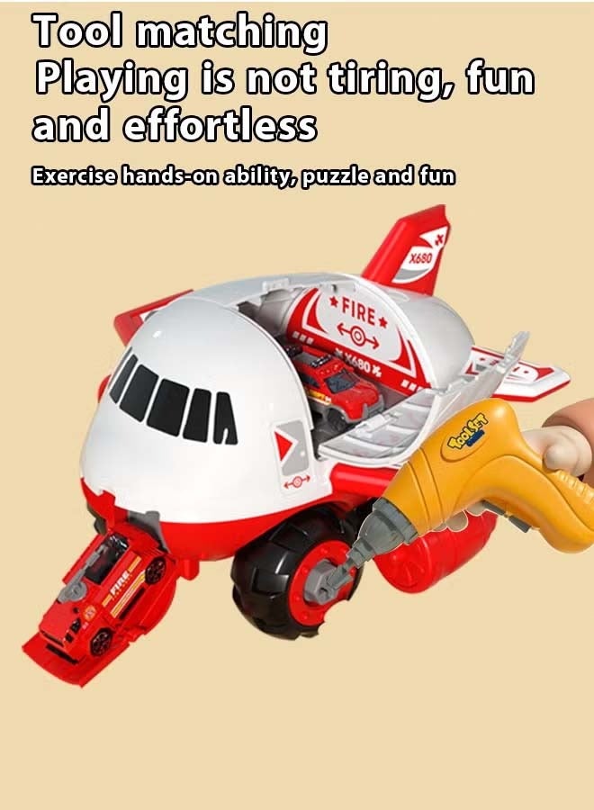 إيزي سو مجموعة ألعاب طائرة التحول، مجموعة ألعاب طائرة نقل البضائع والسيارات، ألعاب محاكاة ألغاز للأطفال، طائرة متعددة الاستخدامات، نموذج طائرة فريكتون بمحرك مع سيارات صغيرة، هدية رائعة للأولاد والبنات - Image 3