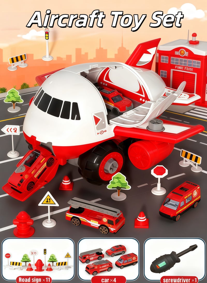 إيزي سو مجموعة ألعاب طائرة التحول، مجموعة ألعاب طائرة نقل البضائع والسيارات، ألعاب محاكاة ألغاز للأطفال، طائرة متعددة الاستخدامات، نموذج طائرة فريكتون بمحرك مع سيارات صغيرة، هدية رائعة للأولاد والبنات - Image 1