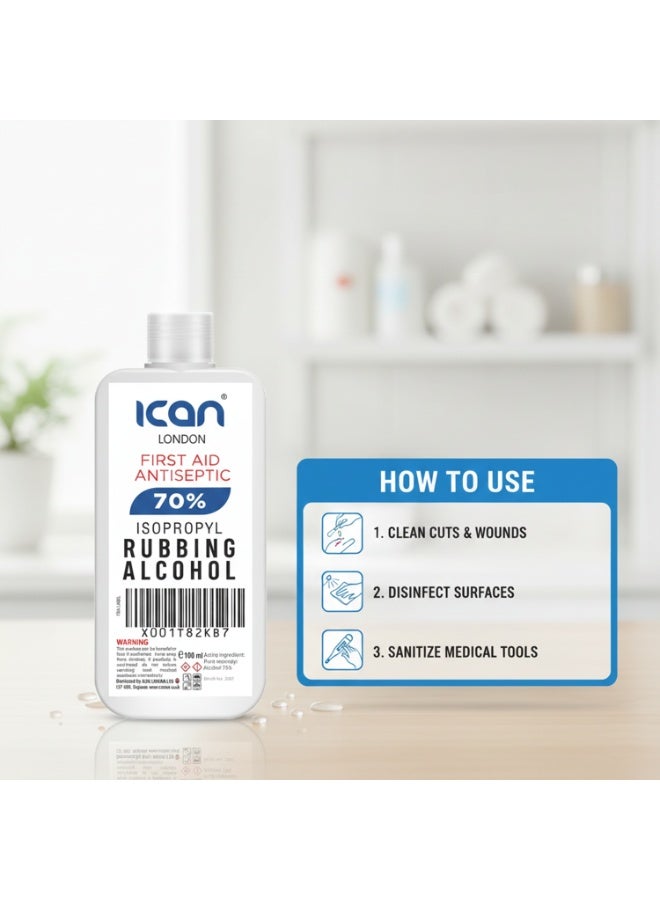 آي كان لندن إيكان لندن كحول إيزوبروبيل 70٪ إسعافات أولية مطهر ومطهر 100 مل - Image 4