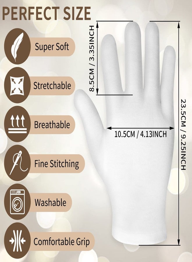 WLLHYF 2 Pairs White Cotton Moisturizing Spa Touch Screen Gloves - Overnight Bedtime Hands Gloves for Dry Hands, Eczema - 2 Pair - Image 2