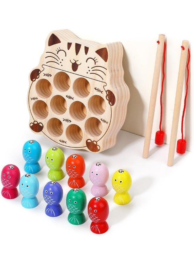 Montessori Magnetic Wooden Fishing Game for Toddlers 1-3 Years Old, Fine Motor Skills Early Learning Eyes Hands Cooperation Toy, for Boys Girls Great Birthday Gift - Image 5