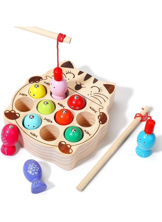 Montessori Magnetic Wooden Fishing Game for Toddlers 1-3 Years Old, Fine Motor Skills Early Learning Eyes Hands Cooperation Toy, for Boys Girls Great Birthday Gift - Image 4
