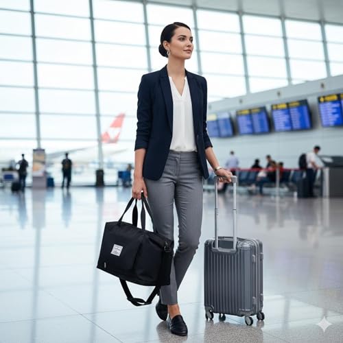 Wazdorf Nylon 41 Liter Expandable Travel Bags for Women, Duffle Bags for Women Luggage, Foldable Vanity Traveling Bag, Waterproof Hand Bag for Ladies Personal Items,Black - Image 5