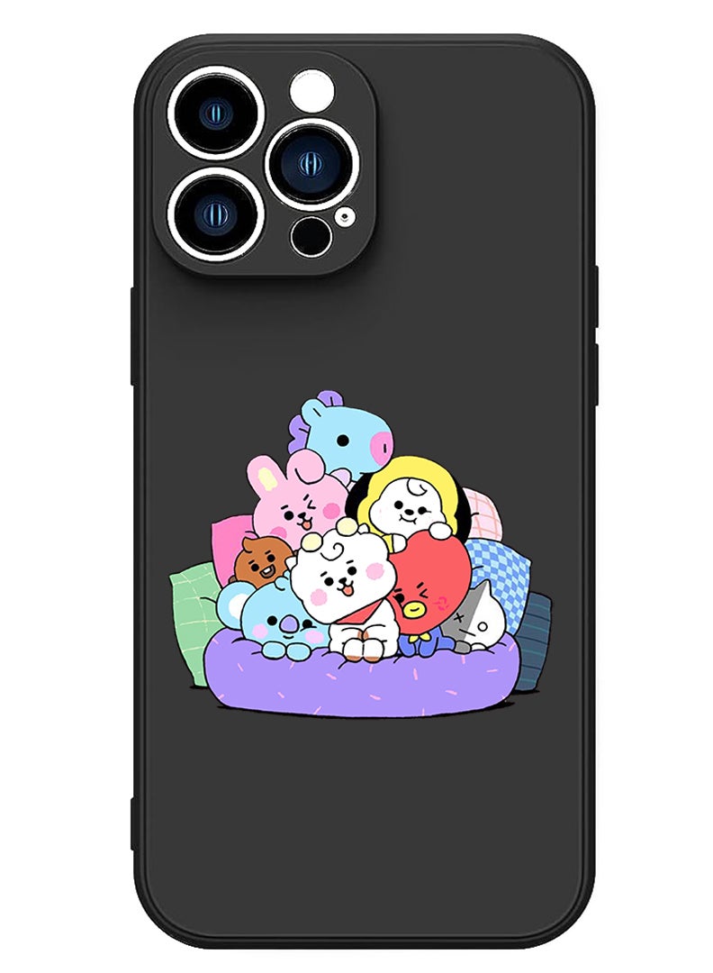 Theodor Protective Slim Fit Case Liquid Silicone Cover with Full Body Protection Anti-Scratch Shockproof Case For iPhone 12 Pro Max Black  - cute pets copy - Image 1
