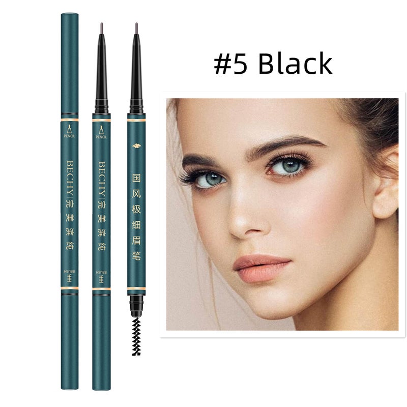 BECHY 3 Pack of Waterproof Eyebrow Pencil,Professional Makeup Micro Brow Pencil,Brow Kit with Eyebrow Brush and Razor,Ultra-Fine Mechanical Pencil (Black) - Image 2