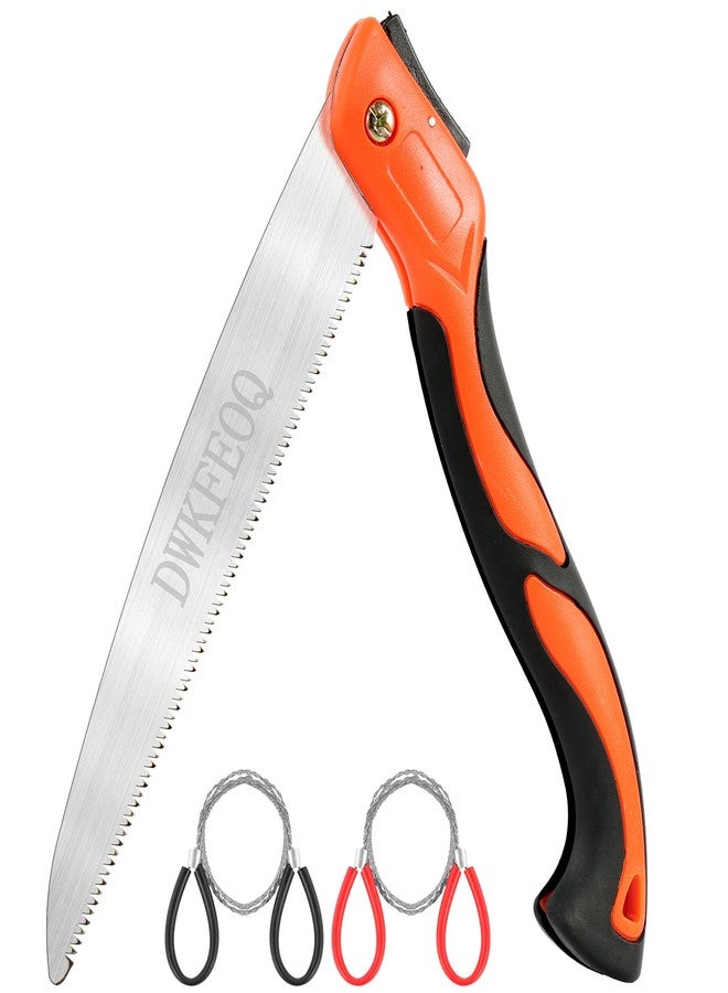 DWKFEOQ 3PCS DWKFEOQ 11.8-Inch Folding Saw and Stainless Steel Cable Saw Set, Pruning Saw, Quality SK-5 Steel Tree Saw, Hand Saw, Wire Saw, for Backpacking, Outdoor Gardening - Image 1