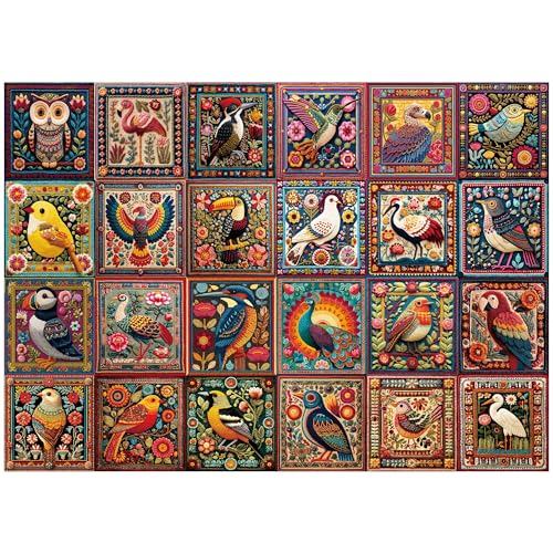 BenBen Puzzles for Adults 1000 Pieces Bird Crochet Jigsaw Puzzles with Letters or Patterns on Back Challenging Puzzles for Family Game Night Home Dcor - Image 1
