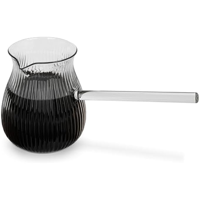 rayihni Glass Turkish Coffee Pot HighHeat Resistant Glass Teapot Milk Warmer Sauce Maker Ibrik Cezve Briki Perfect Pouring Spout StovetopTurkish CoffeeTeaMilk WarmerPot 650Ml - Image 1